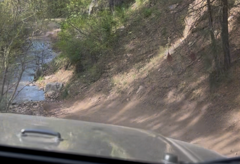 Steep downhill road